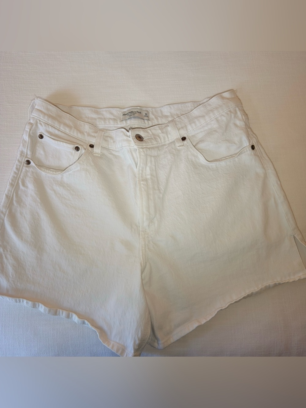 Abercrombie & Fitch “The Dad Short” White High-Rise Denim Shorts